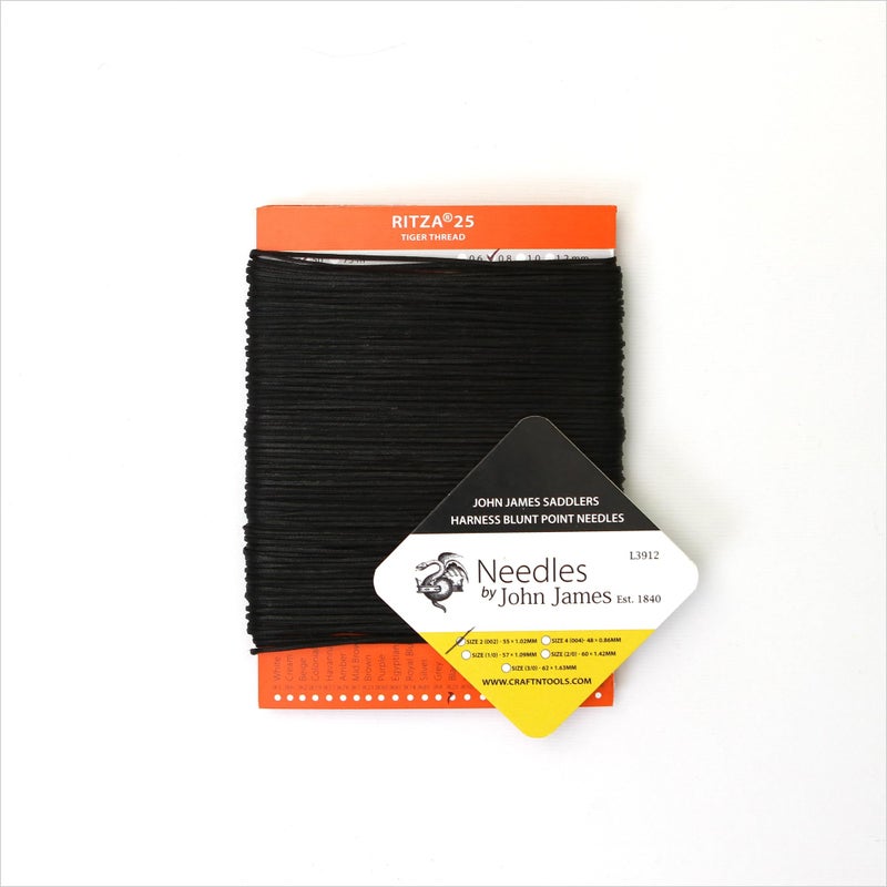 Ritza 25 Tiger Thread خيط ريتزا الأسود 1.0 مم لخياطة الجلد، خيط بوليستر مشمع، 25 قياس، 50 متر - Image 3